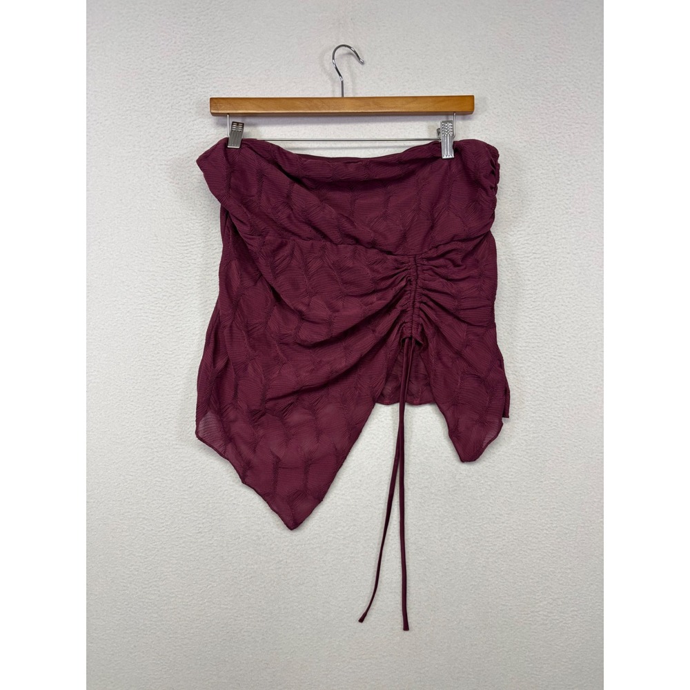 Y2K Fairy Grunge Silence + Noise Women XL Burgundy Ruched Asymmetrical Tube Top